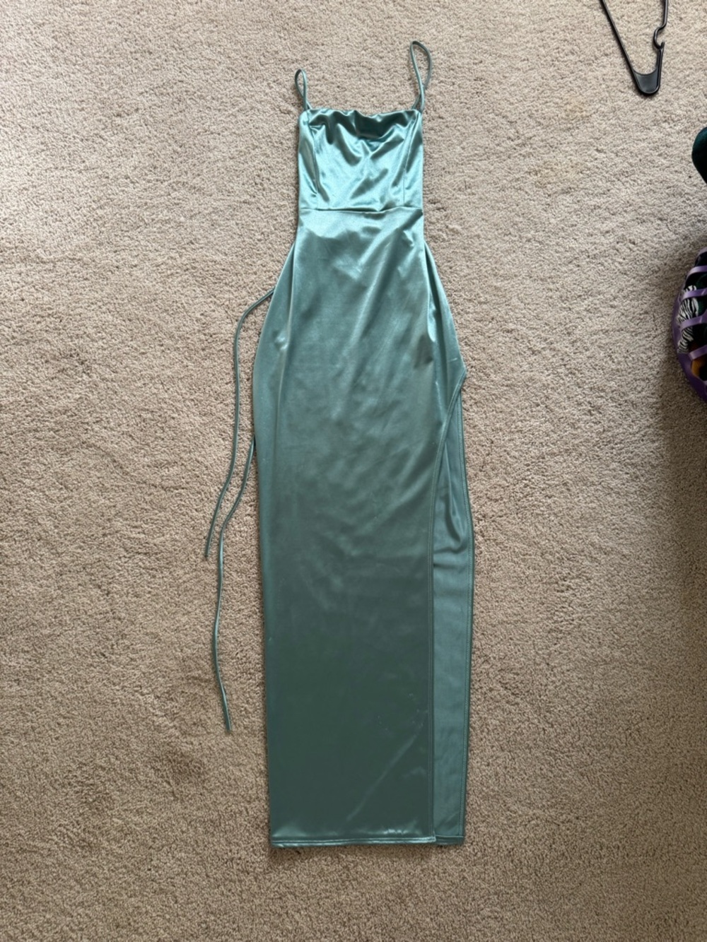 Windsor mint Green Satin Maxi Slip Dress